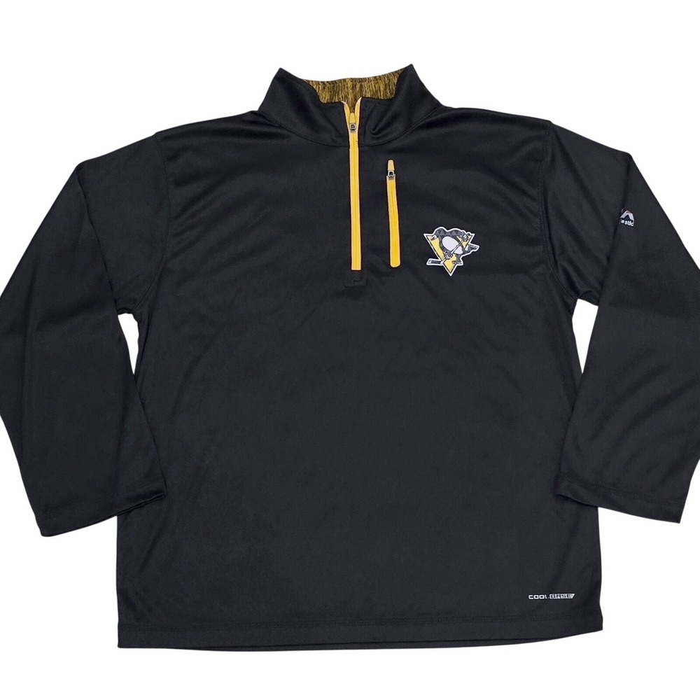 Pittsburgh Penguins Majestic Youth Size L Quarter Zip Pullover Long Sleeve Shirt